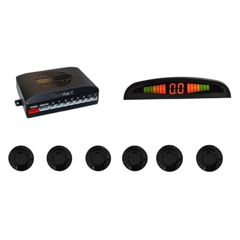 TeaMax Vehicle Parking Sensor System, 6 Sensors, LED Display, Black Cover