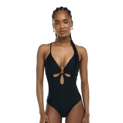 Body Glove Women's Maddie V-Neck One-Piece Swimsuit with Cut-Out and Ring Detail
