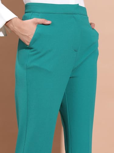 Image of Tokyo Talkies Women's Slim Fit Regular Trousers | Stretchable Trousers | Casual Trousers| Mid-Rise