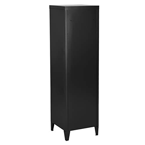 54\" Black Metal Locker Storage Cabinet 3 Shelves Office File Organizer with Lock Black - Thumbnail 2