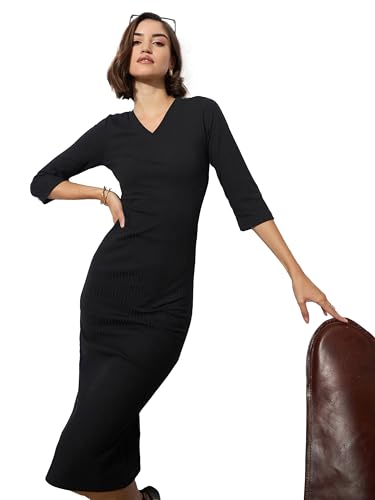 Image of barcino Women's Cotton Blend Midi Bodycon Dress