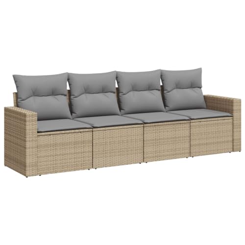 vidaXL Garten Sofa Garnitur 4-TLG., Gartenmöbel Set mit Kissen Stauraum,…