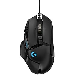 Logitech G502 Hero High Performance Wired Gaming Mouse, 25K Sensor, 25,600 DPI, RGB, Adjustable Weights, 11 Programmable Buttons, On-Board Memory, PC/Mac - Black