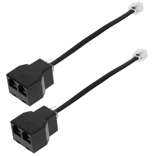 SWOOMEY 2pcs Telephone Line Adapter Rj11 Splitter Adapter Rj14 4-core Phone Line Adapter Rj11 Adapter Telephone Accessories Telephone Parts Telephone Converter Detachable with Line Abs