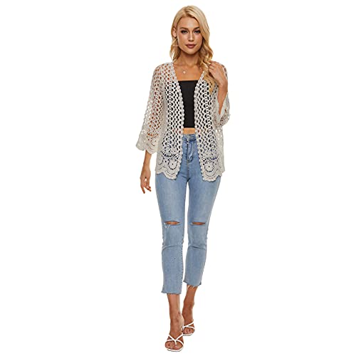 Womens Boho Open Front Cardigan Long Sleeve Loose Knit Lightweight Sweaters3