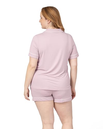 Image of Kindred Bravely Clea Short Sleeve Pajama Set, Maternity & Nursing Sleepwear | Soft button-down breastfeeding sleepwear with pockets and elastic waist, breathable for pregnancy through hospital and beyond