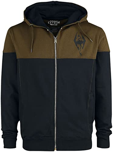 The Elder Scrolls Hoodie Skyrim The Dragon Official Mens Brown Zipped Size M