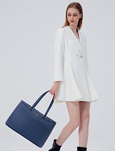 Image of Laptop Tote Bag for Women 15.6 Inch Waterproof Leather Computer Laptop Bag Women Business Office Work Bag Briefcase Large Travel Handbag Shoulder Bag