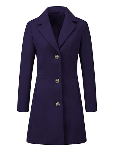 Image of Allegra K Womens Winter Elegant Pea Coat 2026 Single Breasted Long Overcoat | Notch Lapel Collar, Warm, Work Office Trench Coats,Outwear Outfit