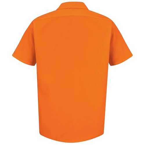 Image of Red Kap Men's Enhanced Visibility Work Shirt, Fluorescent Orange, 2X-Large Long