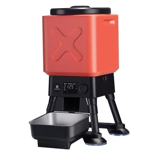 Molly&Cody Distributeur Automatique Croquette, 14L Grande Capacité Alimentateur Gamelle Automatique pour Animaux, Programmer 6 Repas, Acier Inoxydable Idéal pour Les Grands Chiens