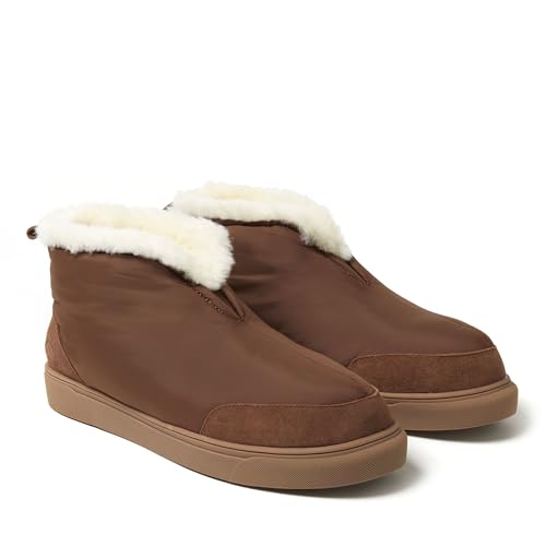 Dearfoams Men's Fireside Nylon Australian Shearling Water Resistant Après Winter Warm Up Bootie Snow Boot2