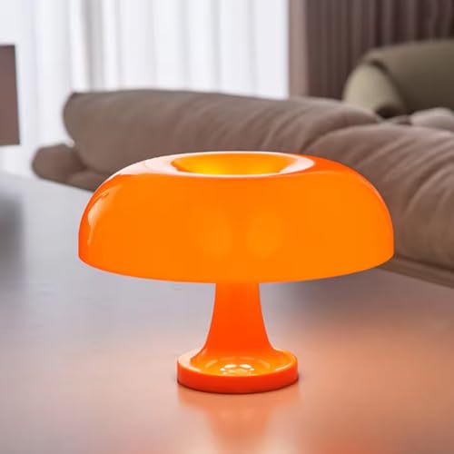 EOEO Pilzlampe LED Tischleuchte Orange Mushroom Lamp Dimmbar Tischlampe mit Kabel Nachttischlampe 3000K-6000K Orange Lampe Retro Pilz Schreibtischlampe für Wohnzimmer Schlafzimmer Lampe aus den 70er