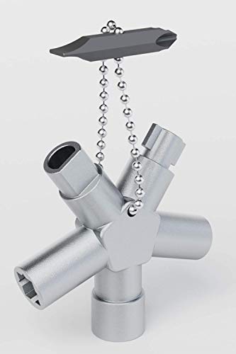 ABSINA Universalschlüssel mit 6 Profile - Dreikantschlüssel Vierkantschlüssel Schaltschrankschlüssel Vierkant Dreikant Bauschlüssel - Universal Schlüssel für gängige Schränke & Absperrsysteme