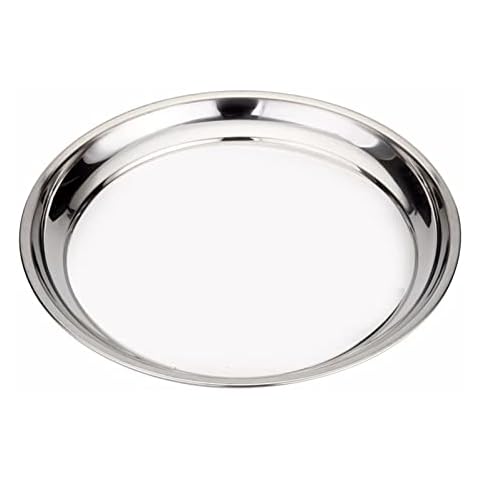 Vankey 12 in Stainless Steel Pizza Pan Perfect for Big Green Egg, Kamado Joe, Weber & Acorn Grills & Smokers, Kitchenware Round Roaster Pan, Stainless Steel Drip Pan Reusable & Easy Clean Cover