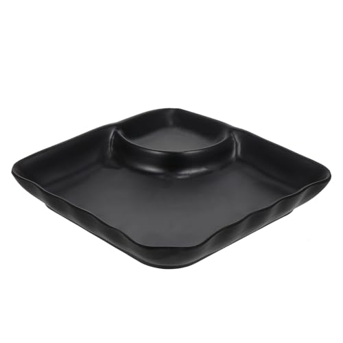 Plato para sushi y dumplings de melamina negro miniatura 1
