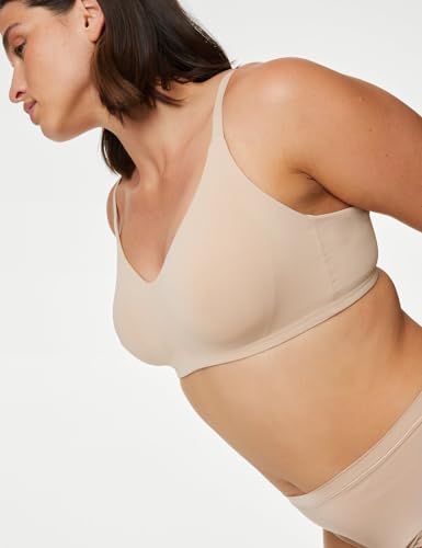 Image of Marks & Spencer Solid Beige Polyester Womens Flexifit Non Wired Full Cup Bra