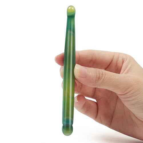 LEOSENSE Green Agate Jade Manual Acupressure Pen-Trigger Point Massage Tool-Reflexology Pressure Point Massager Tool for Full Body Relaxing Deep Tissue, Real Jade Natural Facial Massage Beauty Bar