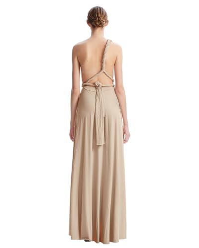Image of Multi-Way Wrap Infinity Maxi Dress for Bridesmaids & Wedding Guest | 31 Colors for All Wedding Themes, One Size & Plus, 1 Dress for Any Events, Evening, Prom, Gala, Non-See-Through, Wrinkle-Free