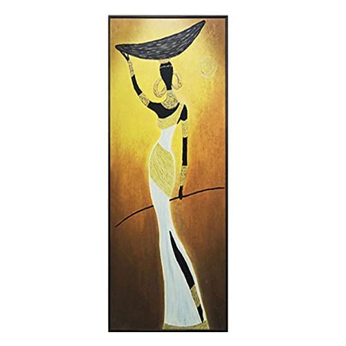 SoulSpaze Tableau Mural Unique Peint à la Main Grande Taille Vertical Rectangle Peinture à l'huile Abstrait Femme Africaine 1 Taille 1