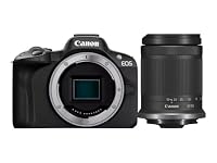 Canon EOS R50 Systemkamera + RF-S 18-150mm is STM Objektiv - Spiegellose Kamera (Digitalkamera mit Autofokus + Motiverkennung für Augen Tiere Fahrzeuge, 4k Videokamera, 15 Bilder pro Sekunde) schwarz – Ansicht 1