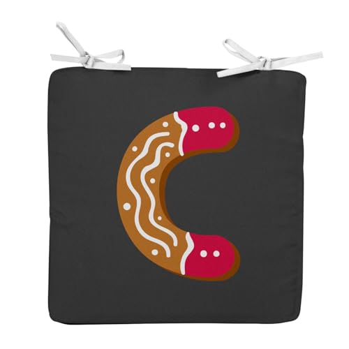 Fabulous Coussin de Chaise Carré Noir - C Clara Clément Lettre Alphabet Prénom Noel Enfant - 40 x 40 cm - Galette de Chaise
