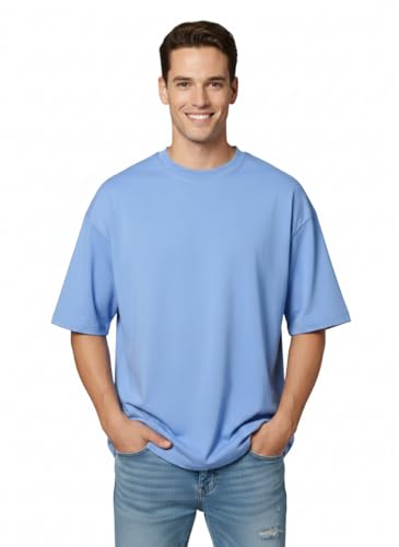 Image of Besick Oversized Plain Cotton Drop Shoulder Baggy fit Tshirt for Men