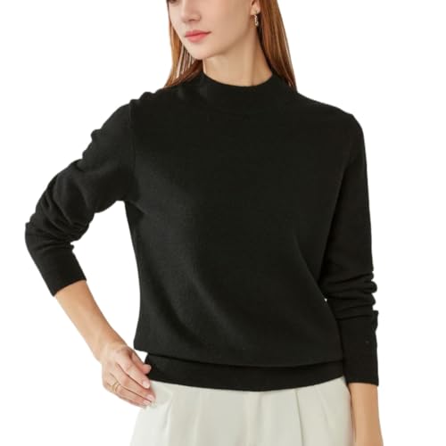 Image of 100% Pure Cashmere Sweaters for Women Mockneck Long Sleeve Warm Soft Lightweight Knit Pullover