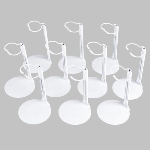 Image of UCanaan 10 pcs Doll Stand - Action Figure Stands with Expandable Waist Wire for 8 inch-14 inch Dolls Doll Stands for 8 to 12inch Dolls Suitable for 1 /6 Dolls Accessories,Action Figure Stand (White, 10)