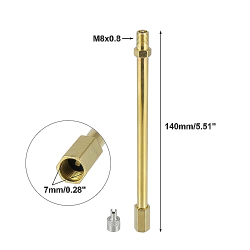 Image of X AUTOHAUX 140mm /5.51 inch Long Brass Auto Tire Valve Extension Adaptor Air Tyre Stem Extender Inflation Stright Bore for Car Truck Motorcycle Bike Mower Scooter