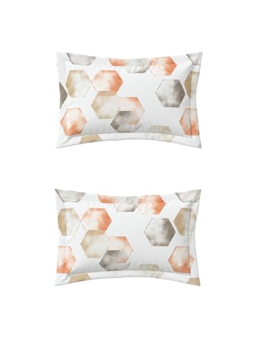 Image of DDECOR Live Beautiful 100% Cotton 145TC Geometric King Bedsheet with 2 Pillow Covers | Rotary Printed Breathable Fabric | 224 CM X 254 CM | Luxury Bedding for Home | Cresta Collection | Copper Brown