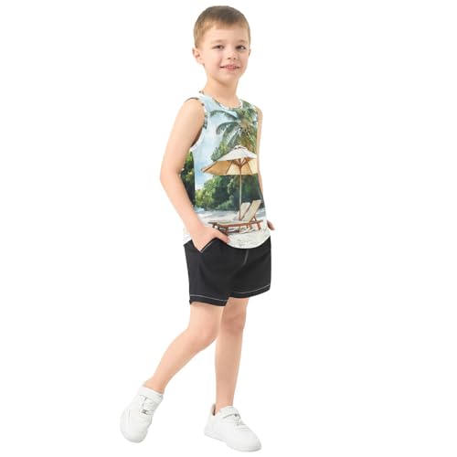 susiyo Watercolor Beach Chair Trees Boys Sleeveless Tank Top Girls Athletic T Shirt4