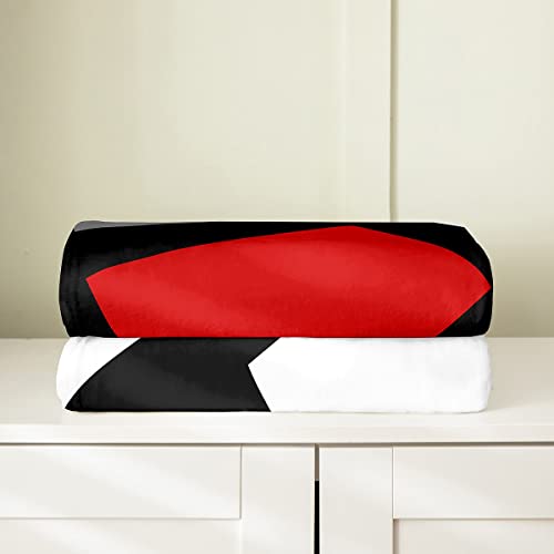 Red And Gray Black White Fuzzy Blanket Kids Modern Abstract Geometric Bed Throw Blanket Women Men Stripe Line Pattern Decor Fleece Throw Blanket Microfiber Flannel Plush Blanket Soft 40"X50" #TOP3
