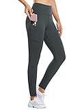 BALEAF Women's Fleece Lined Legging Winter Thermal Insulated High Waisted Running Tights Cold Weather Thick Pockets Grey Medium