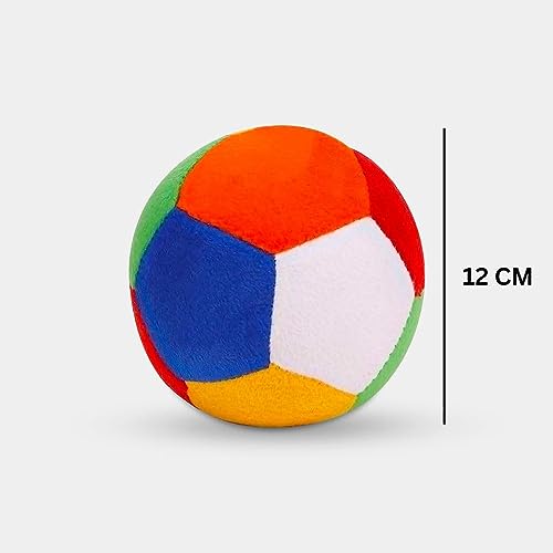 Image of EITHEO Plush Soft Baby Ball Toy for Kids | Soft Fabric Sensory Football | 12 cm Colorful Stuffed Ball for Babies, Toddlers & Children | Indoor Play, Motor Skill Development | Multicolor