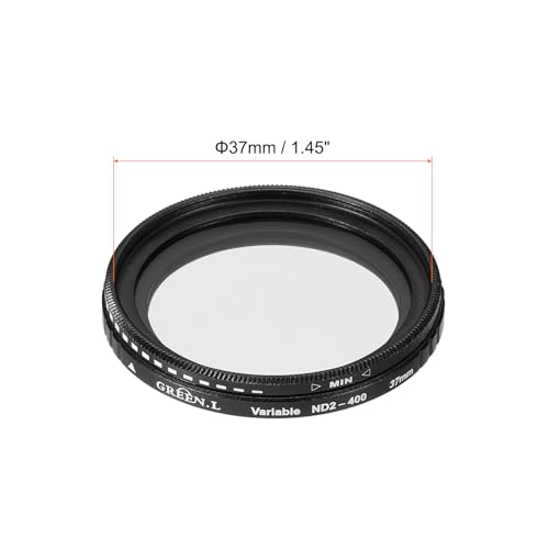 QUARKZMAN Filtr obiektywu ND2-400 Filtr obiektywu o neutralnej gęstości o zmiennej gęstości 37 mm okrągły filtr ND szary rozmiar do obiektywu fotograficznego