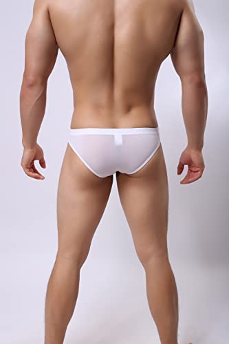 Mens Solid Color Ice Silk Open Front Bikini Briefs Underwear3