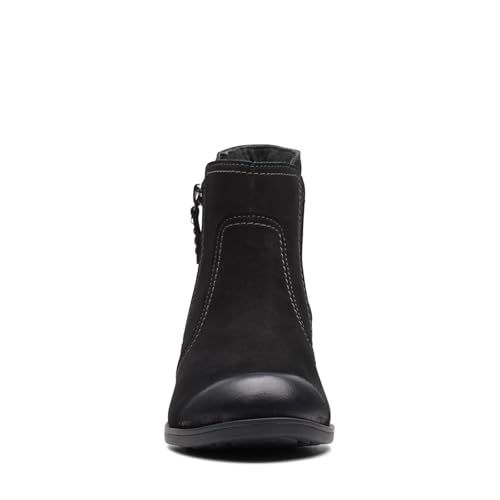 Clarks Women's Charlten Ave Ankle Boot, Black Nubuck, 10 Wide US