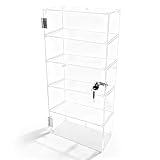 5 Shelf Acrylic Display Case with Lock,Clear Acrylic Box,Retail Display Case for Collectibles,Used to Store Collectibles, Jewelry, valuables, etc.-Safe and Orderly. (Transparent, Layer 5)