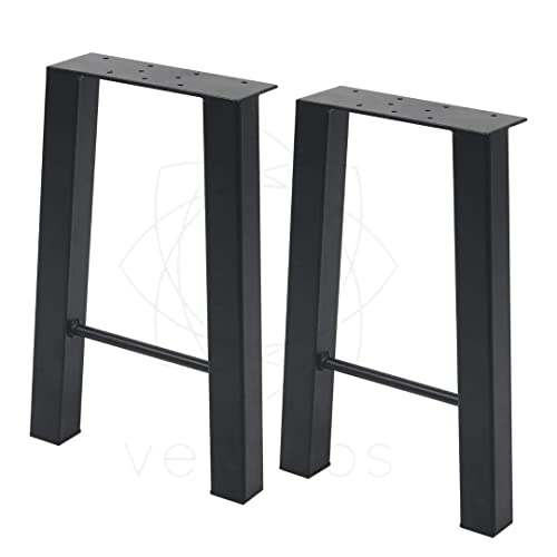 Image of Set of 2 Metal Table Legs - Modern Industrial H-Shape Steel Legs for Dining Table Desk Kitchen Island & Workbench Heavy-Duty Powder-Coated Frame for DIY Custom Tables