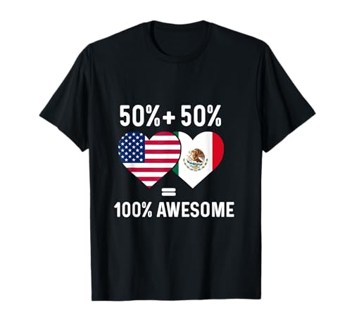 Drapeau mexicain américain love proud half mexico usa roots t-shirt