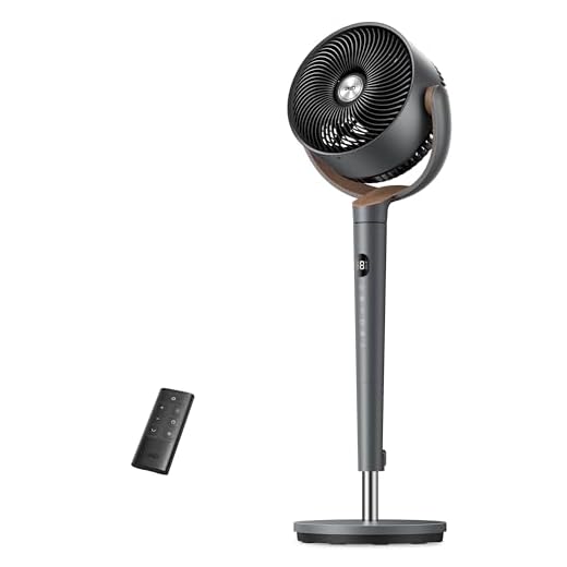 DREO Standventilator sehr leise, Ventilator groß mit Fernbedienung, 20dB Silent Ventilator mit DC-Motor, 120° Oszillierend, 4 Modi, 94-107cm höhenverstellbar, Bodenventilator, TurboPoly Fan 512, Grau