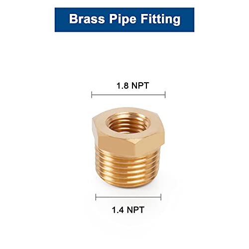 Bathace Brass Reducer Hex Bushing Threaded Pipe Fitting, Heavy Duty Threaded Pipe Fitting Adapter thumb #1