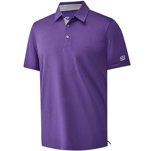 Image of Mens Golf Shirt Short Sleeve Moisture Wicking Dry Fit Performance Solid Pique Collared Golf Polo Shirts for Men