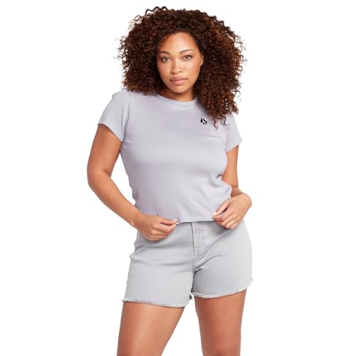 Image of Volcom Women's Have a Clue Short Sleeve Tee - Fitted T-Shirt with Striped Neck Taping