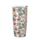 Sgaesgte Neutral Watercolor Blobs 20oz Tumbler with Lid, Stainless Steel Vacuum Insulated Travel Mug, Double Wall Leakproof Coffee Cup, Travel Flask Includes 2 Straws for Hot and Cold Drinks