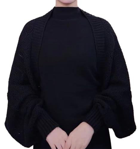 Women's Knitted Wrap Sweater Open Front Poncho Shawl with Sleeves Warm Cape for fall Winter Pashmina Scarf Wrap