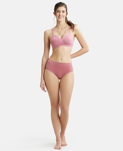 Image of Jockey FE40 Women Wirefree Padded Super Combed Cotton Elastane Stretch Full Coverage T-Shirt Bra with Cross Over Fit