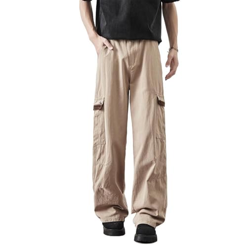 Men's Pants American Retro Khaki Workwear Multi-Pocket Loose Wide-Leg Casual Trouser for Men2