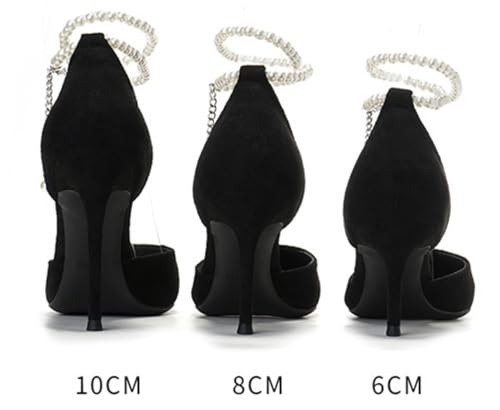 Women's Pearls Ankle Strap High Heel Pumps Shoes Sexy Pointed Toe Evening Dress Heels2